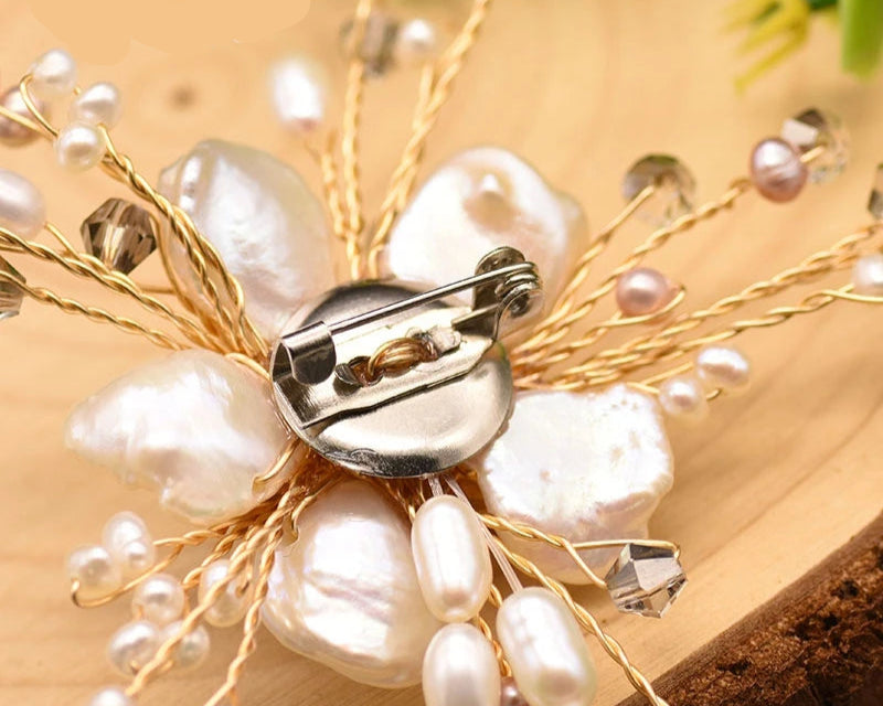 Delightful White And Pink Pearl Brooch Pin