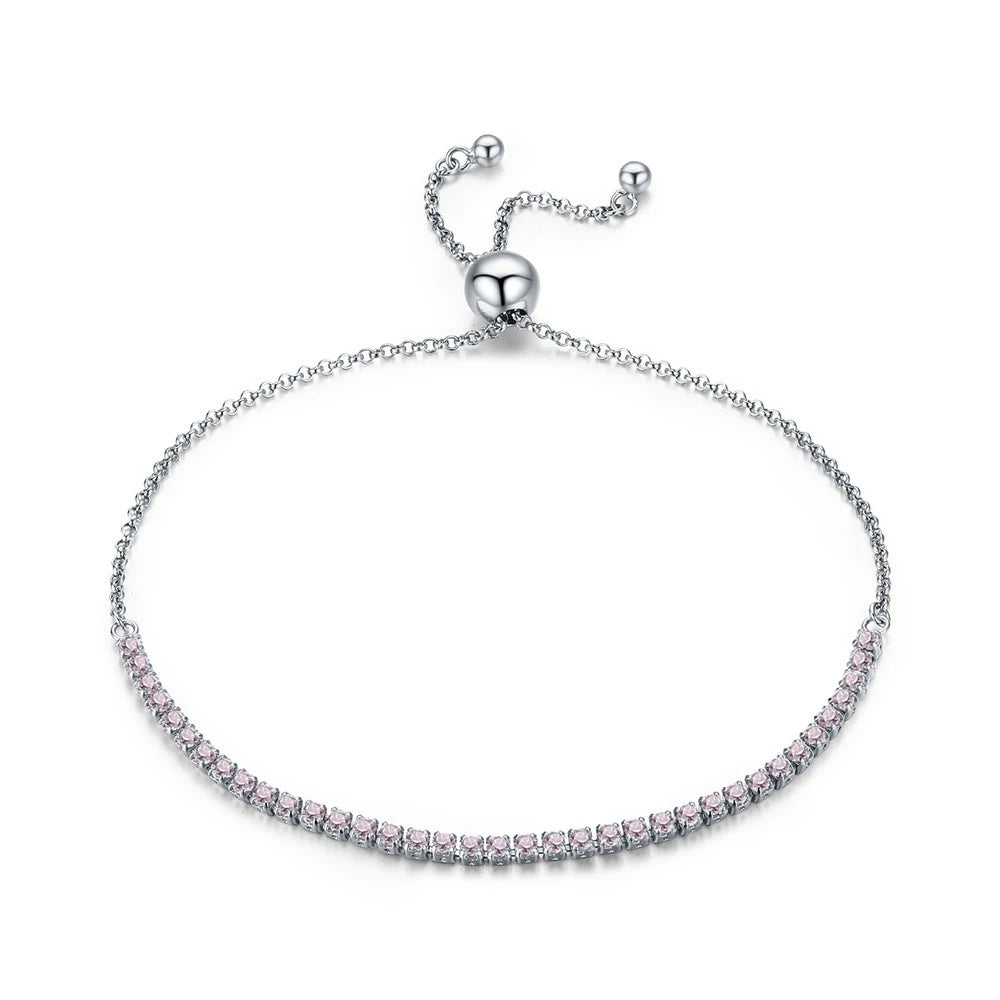 Radiant CZ Tennis Slider Adjustable Bracelet – 14K Gold Plated, 925 Sterling Silver