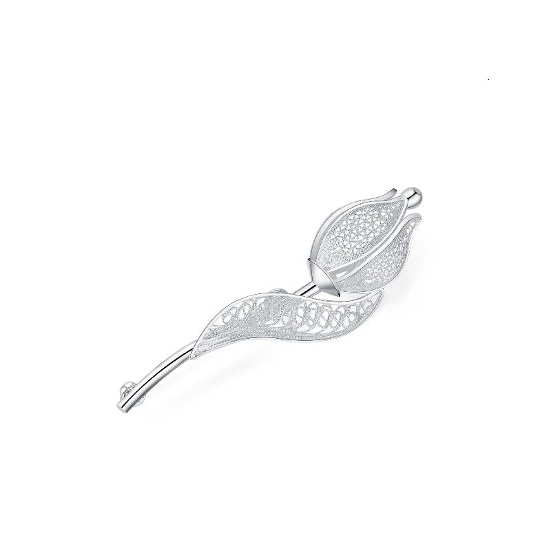 Classic 925 Sterling Silver Tulip Brooch