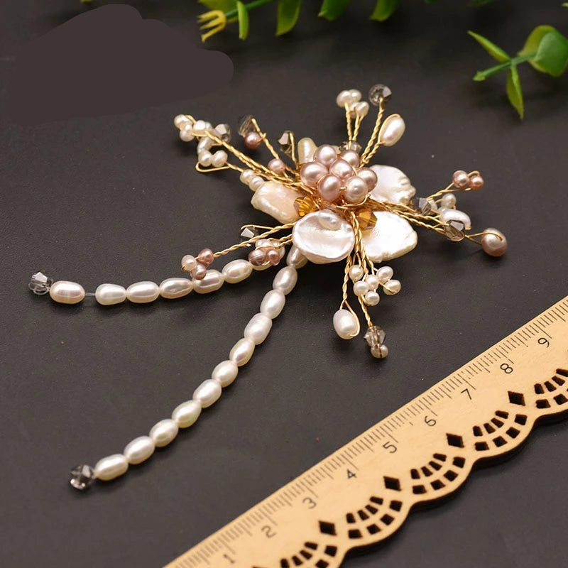 Delightful White And Pink Pearl Brooch Pin
