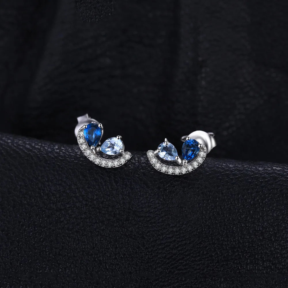 Shimmering Natural Sky Blue Topaz 925 Sterling Silver Earrings