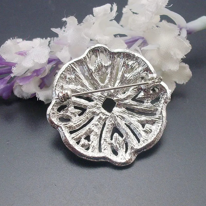 Sophisticated White Rhodium Plating Rhinestone Crystal Brooch Pins