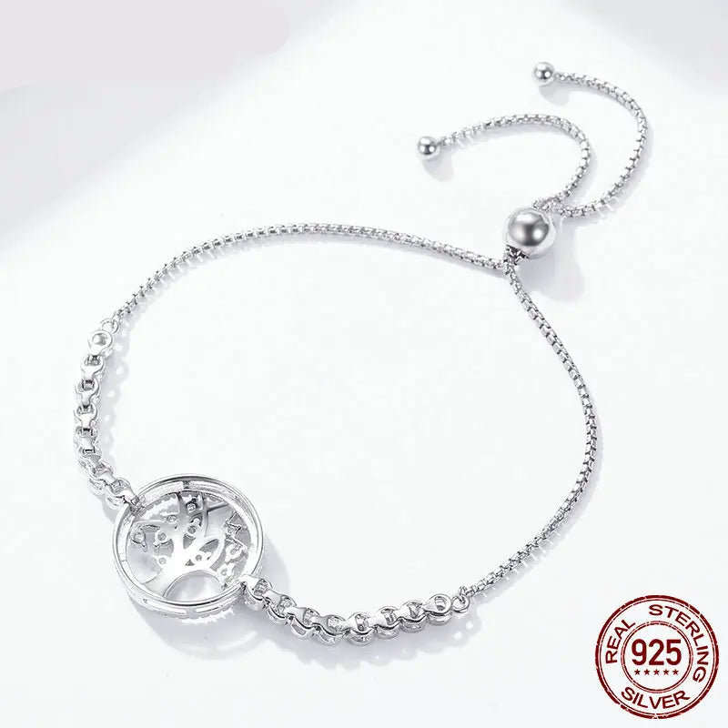 Authentic 925 Sterling Silver Tree of Life Tennis Adjustable Bracelet