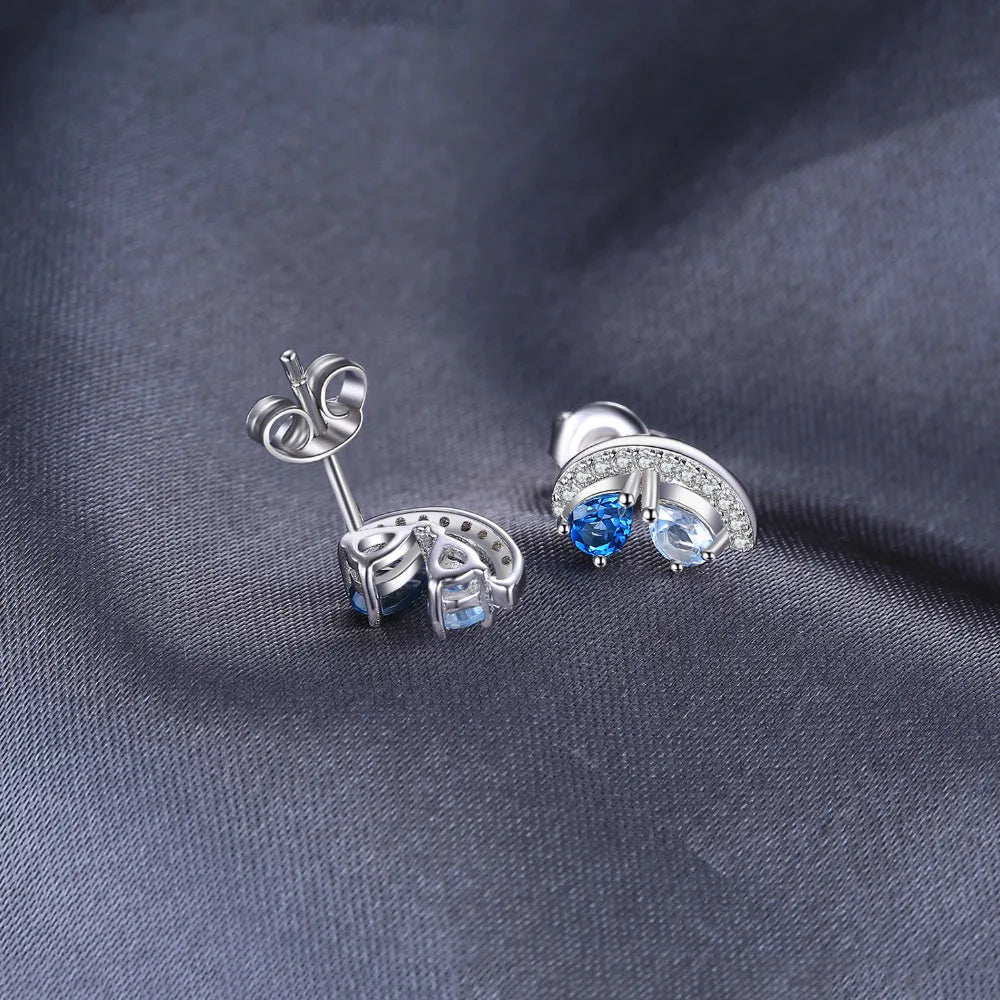 Shimmering Natural Sky Blue Topaz 925 Sterling Silver Earrings