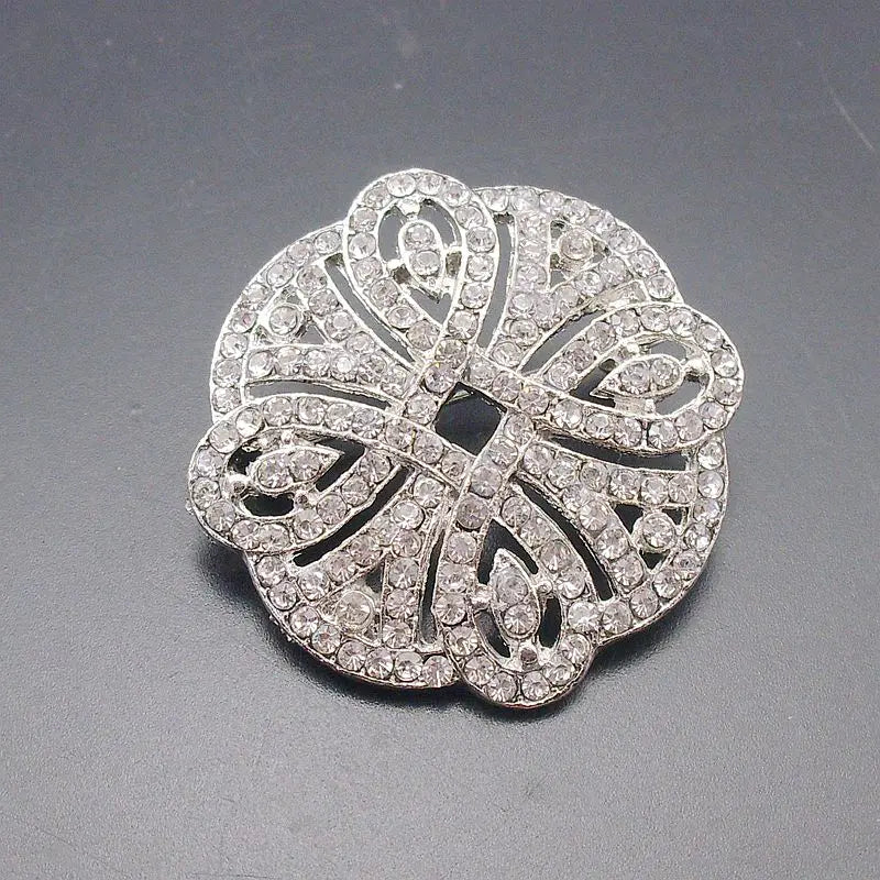 Sophisticated White Rhodium Plating Rhinestone Crystal Brooch Pins