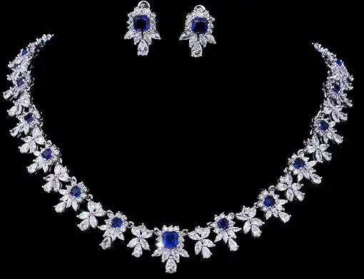 Elegant AAA Zircon Clear CZ Choker Necklace Jewelry Sets