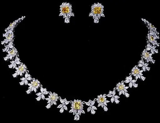 Elegant AAA Zircon Clear CZ Choker Necklace Jewelry Sets