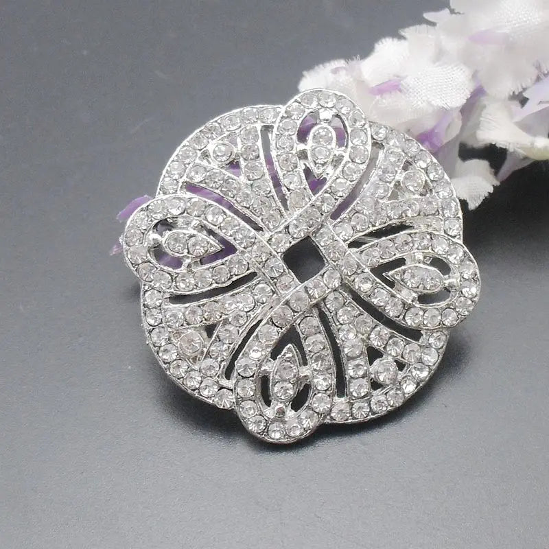 Sophisticated White Rhodium Plating Rhinestone Crystal Brooch Pins
