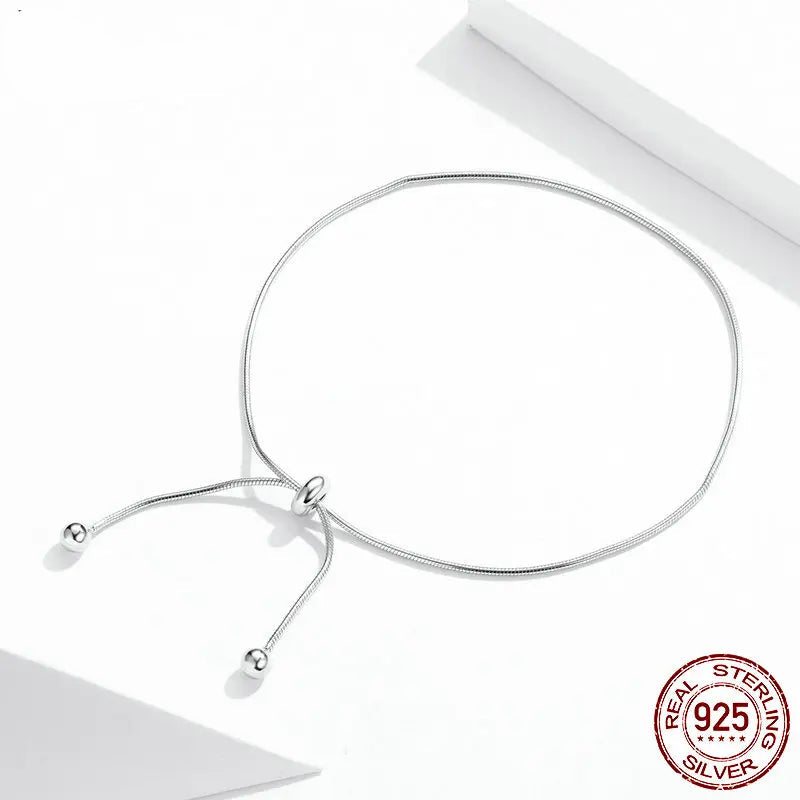 Elegant 925 Sterling Silver Adjustable Snake Charm Anklet