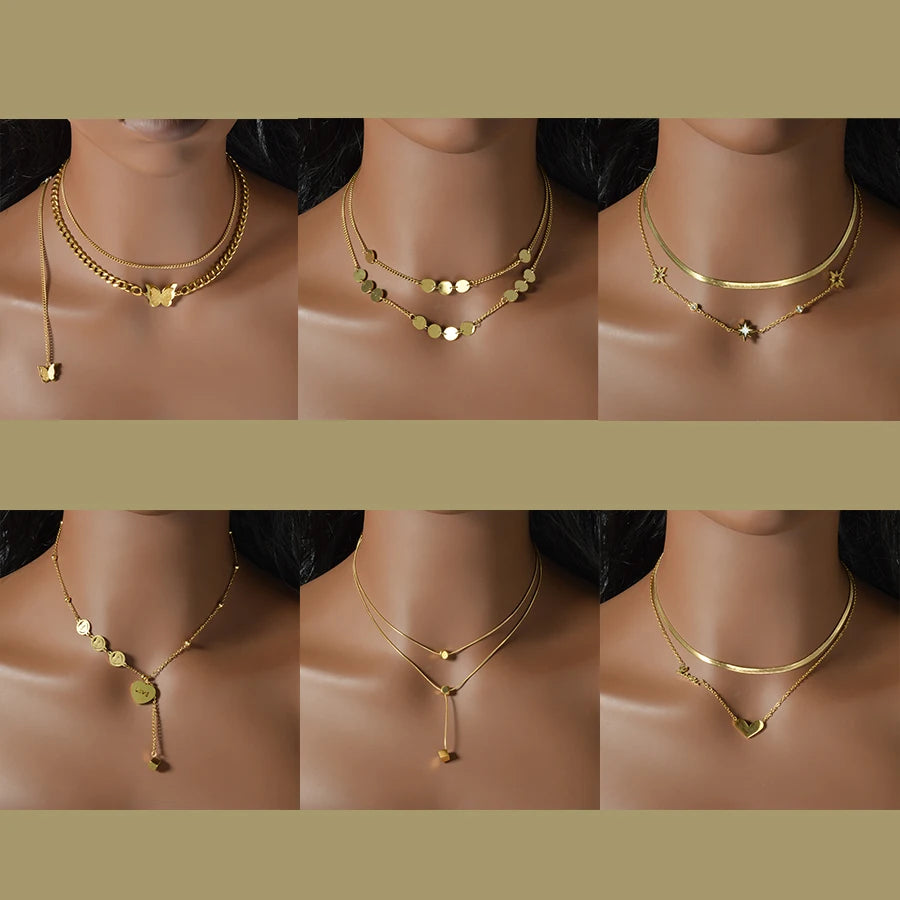 Chic Layered Gold Pendant Necklace