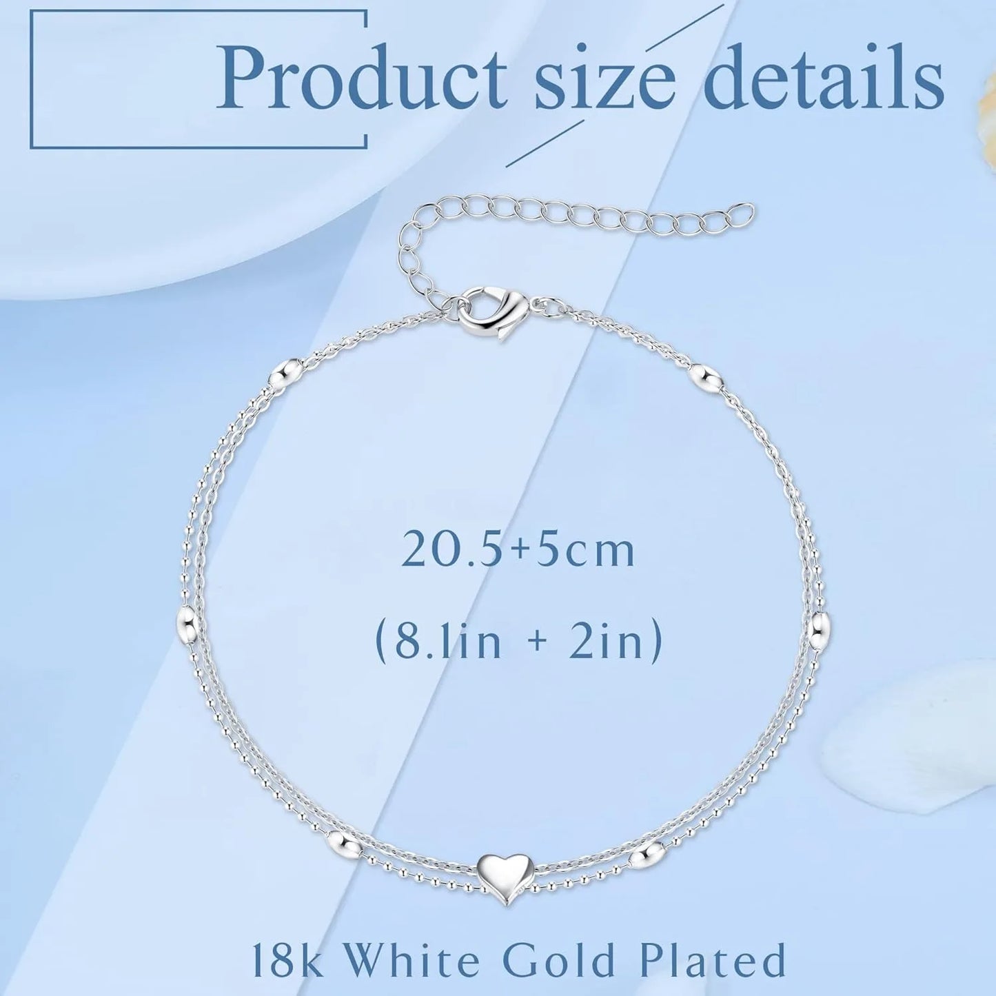 Delicate 925 Sterling Silver Butterfly Beaded Initial Adjustable Anklet