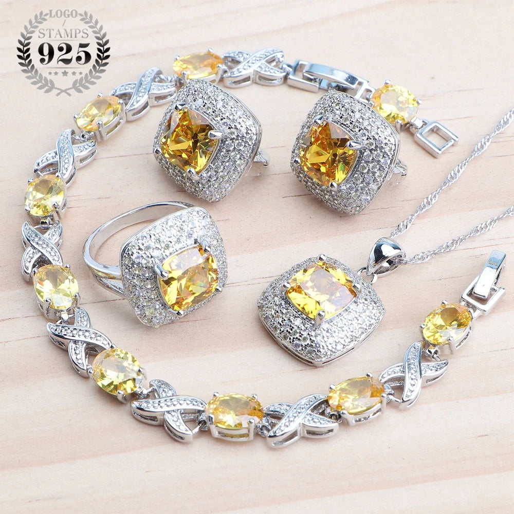 Rose Gold 925 Silver Zircon Jewelry Sets