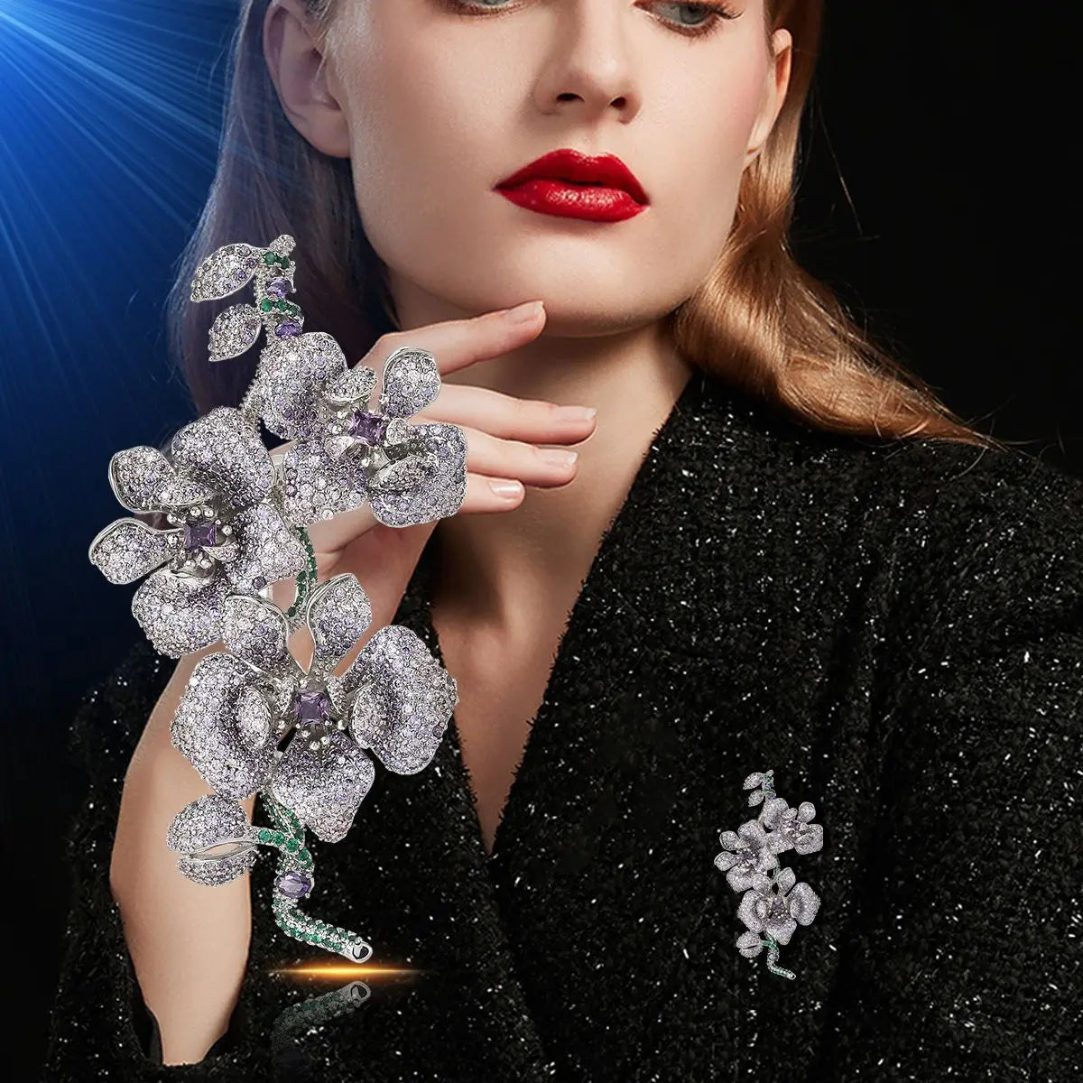 Elegant Wisteria Orchid Brooch