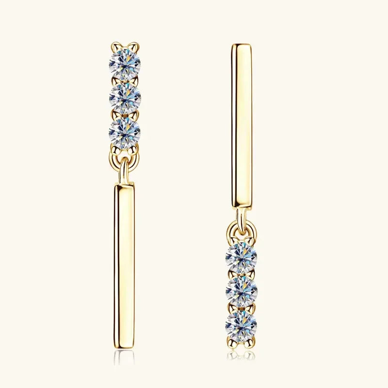 Stylish S925 Silver Studs Bar Drop Earrings