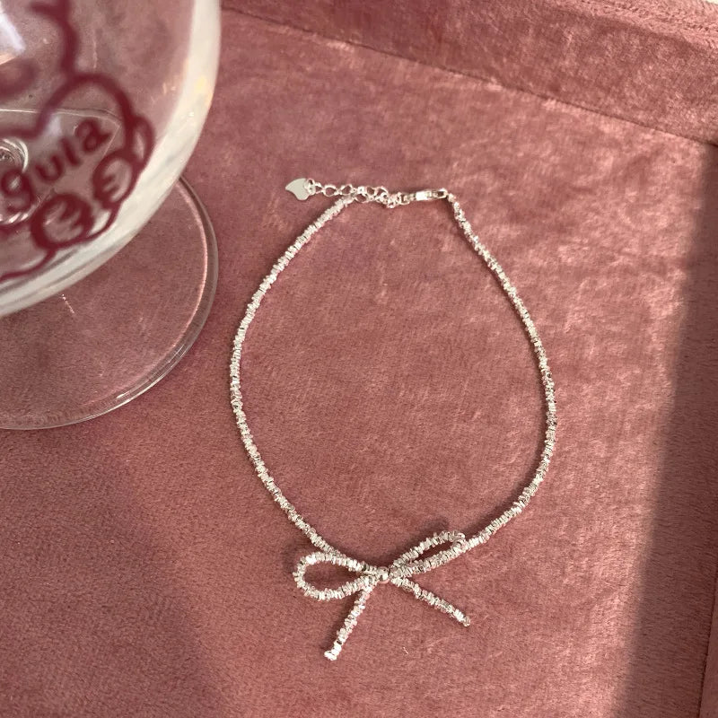 Elegant 925 Sterling Silver Bowknot Anklet