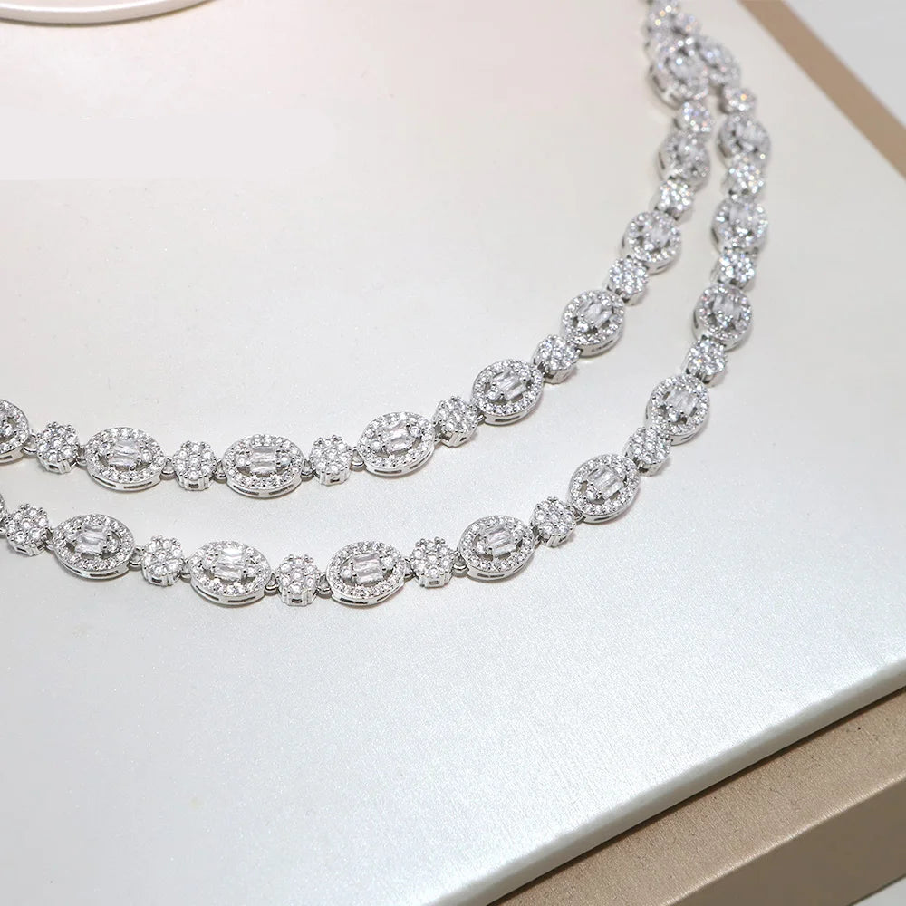 Sparkling Necklace Earring Bracelet Ring Cubic Zircon Set