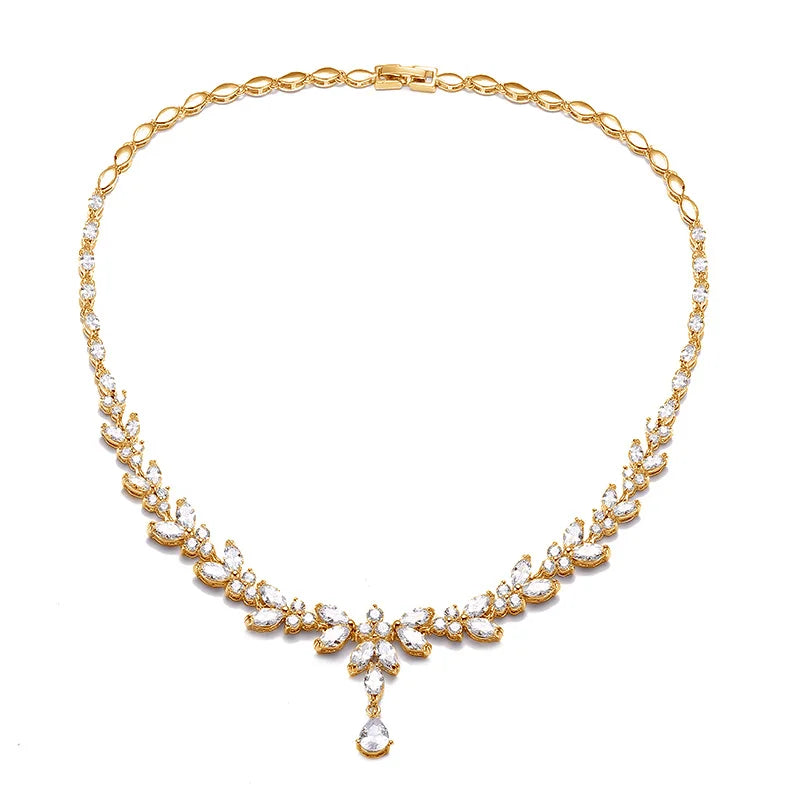 Luxury Exquisite Marquise Cut Cubic Zircon Leaf Necklaces