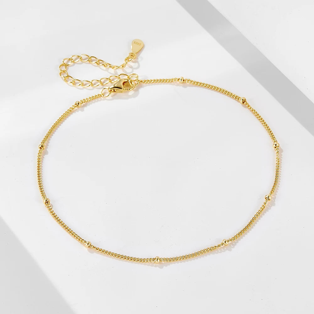 Trendy Sterling Silver Gold Plated Anklet