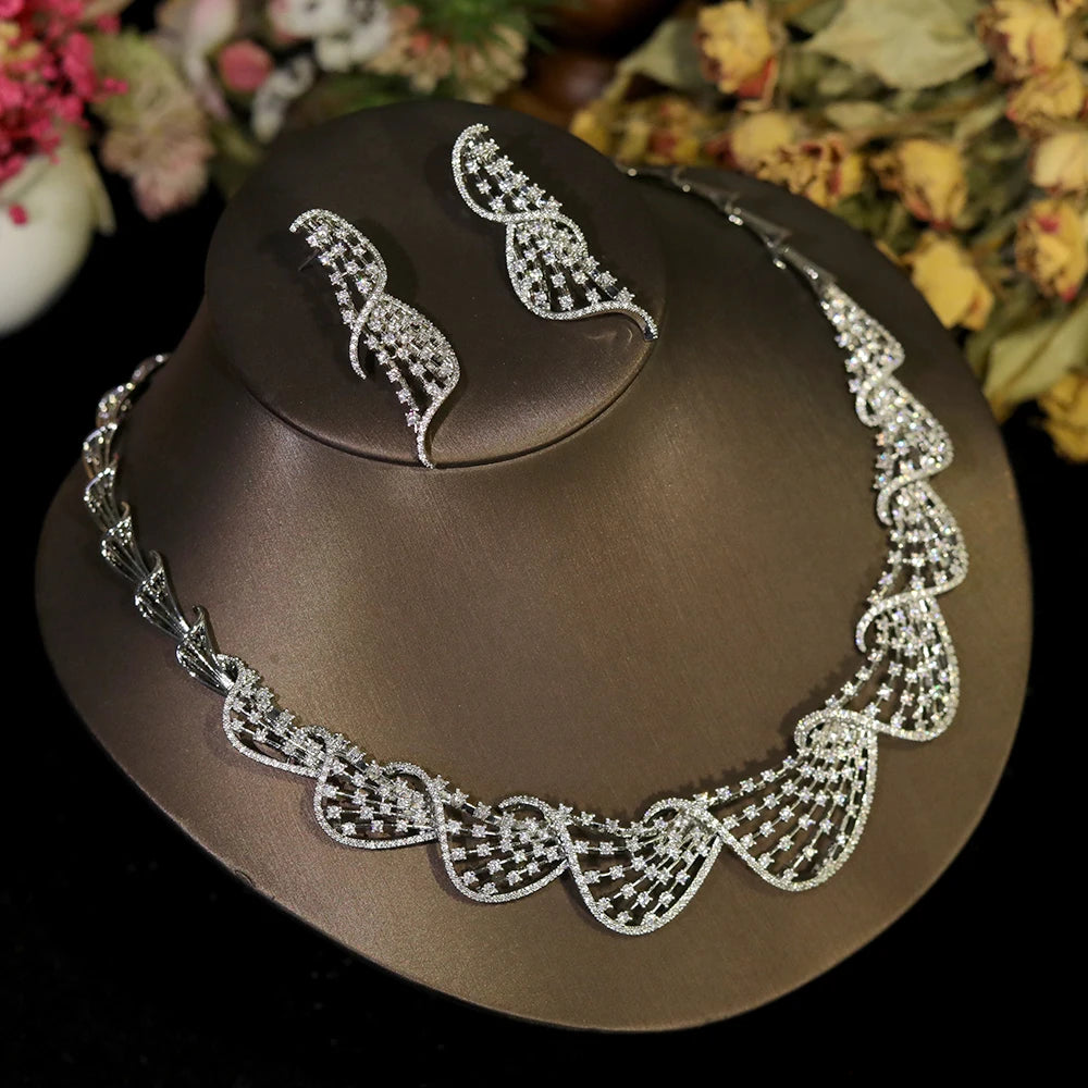 Luxury Crystal Cubic Zirconia Circular Jewelry Set