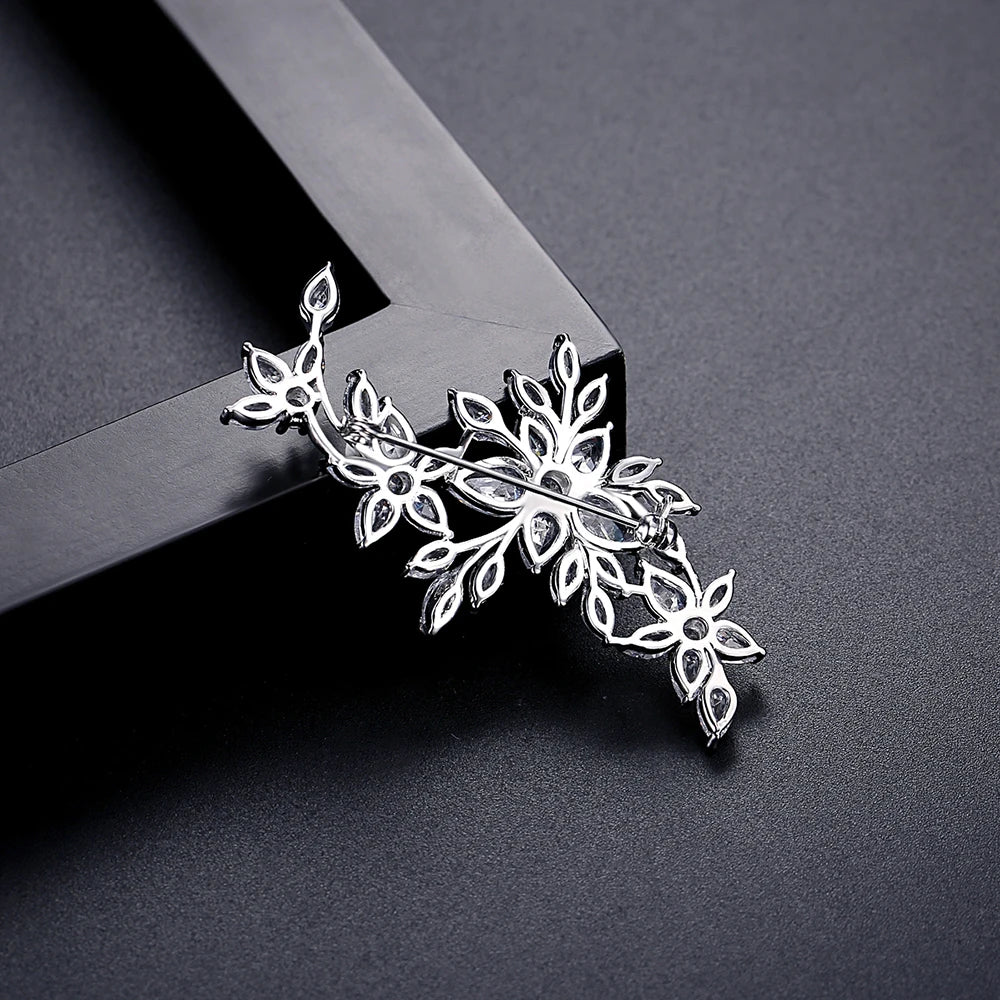 Dazzling Cubic Zirconia Flower Brooch