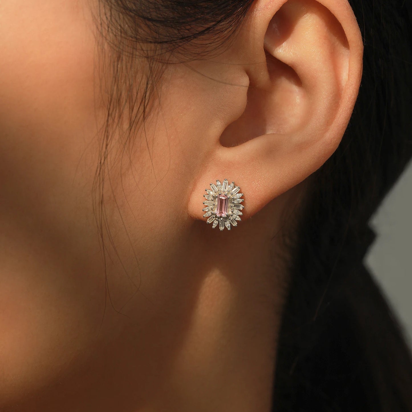 Luxurious 925 Sterling Silver Pink Jewelry Set