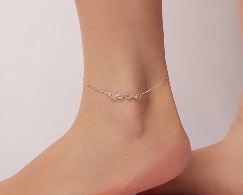 Graceful 925 Sterling Silver Sea Turtle Starfish Shell Charms Anklet