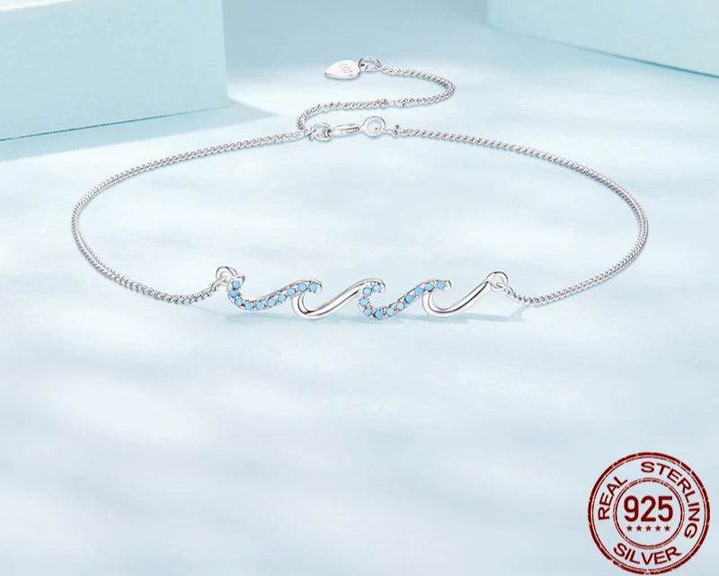 Graceful 925 Sterling Silver Sea Turtle Starfish Shell Charms Anklet