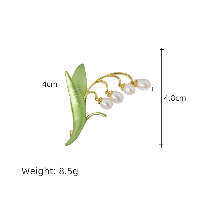 Luxurious Natural Freshwater Pearl Green Bell Orchid Brooch