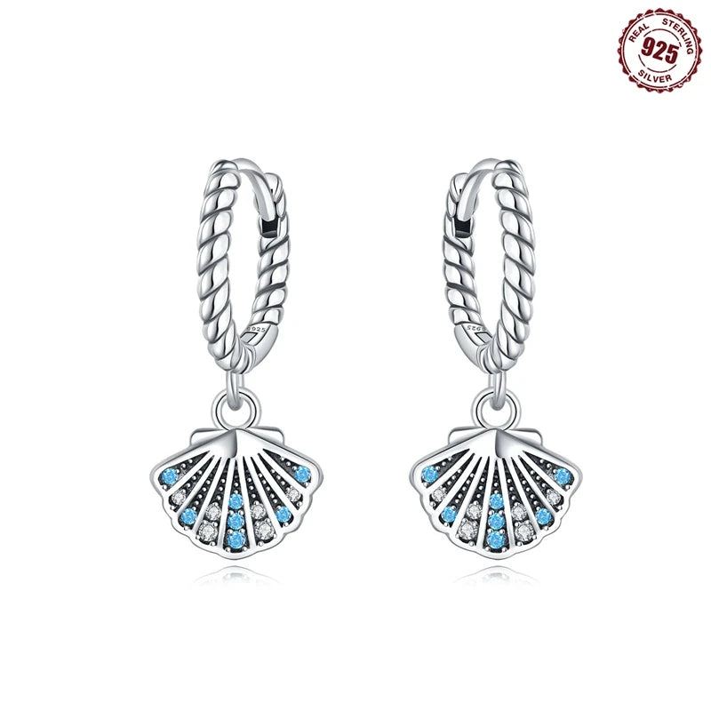 Adorable Color Heart Charm 925 Sterling Silver Hoop Earrings