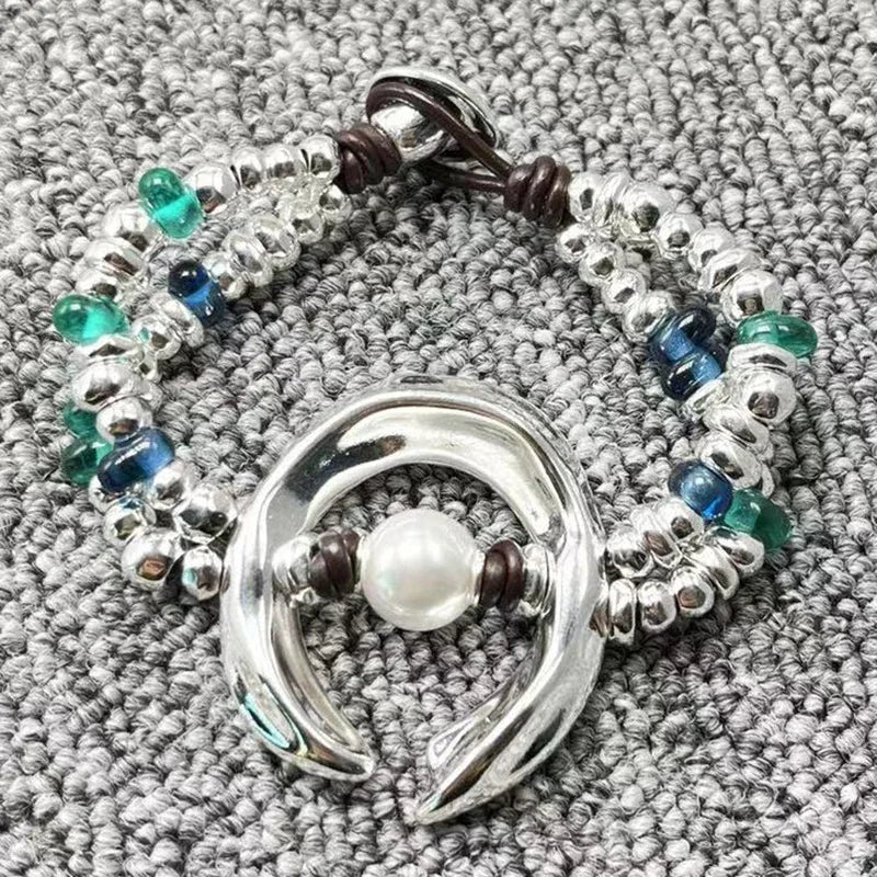 Dazzling and Gorgeous Multi-layer Silver Irregular Crystal Bracelet