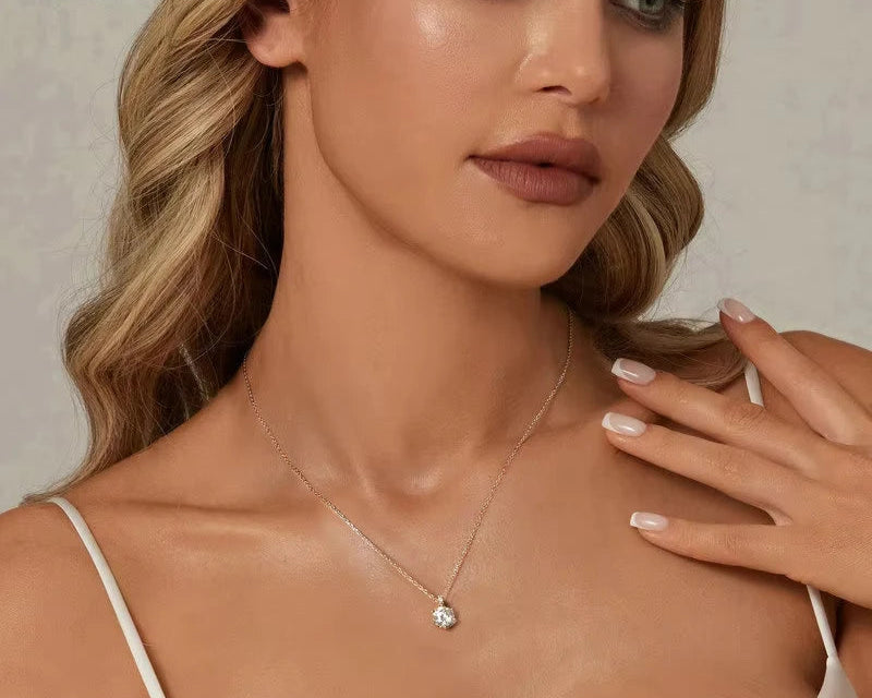 Exquidite Moissanite Pendant Necklace – D Color VVS1 Lab Diamond in 925 Silver