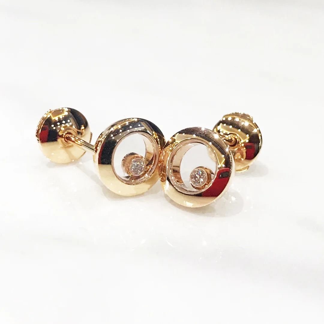 Minimalist 18K Gold Plated Geometric Heart Stud Earrings
