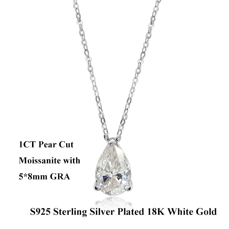 Classic Pear Teardrop Shape D Color Moissanite Pendant Necklace