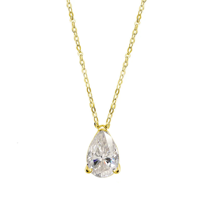 Classic Pear Teardrop Shape D Color Moissanite Pendant Necklace