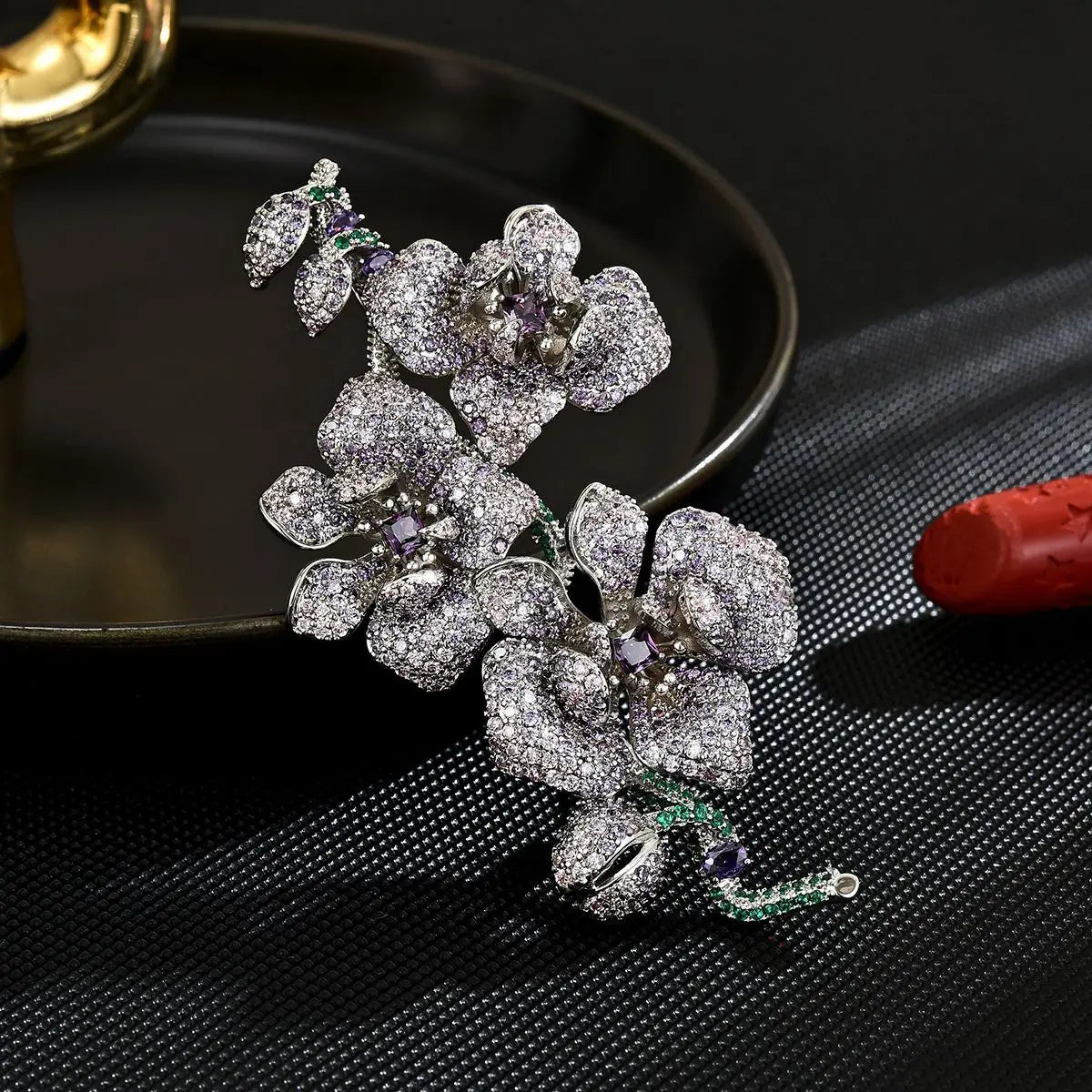 Elegant Wisteria Orchid Brooch