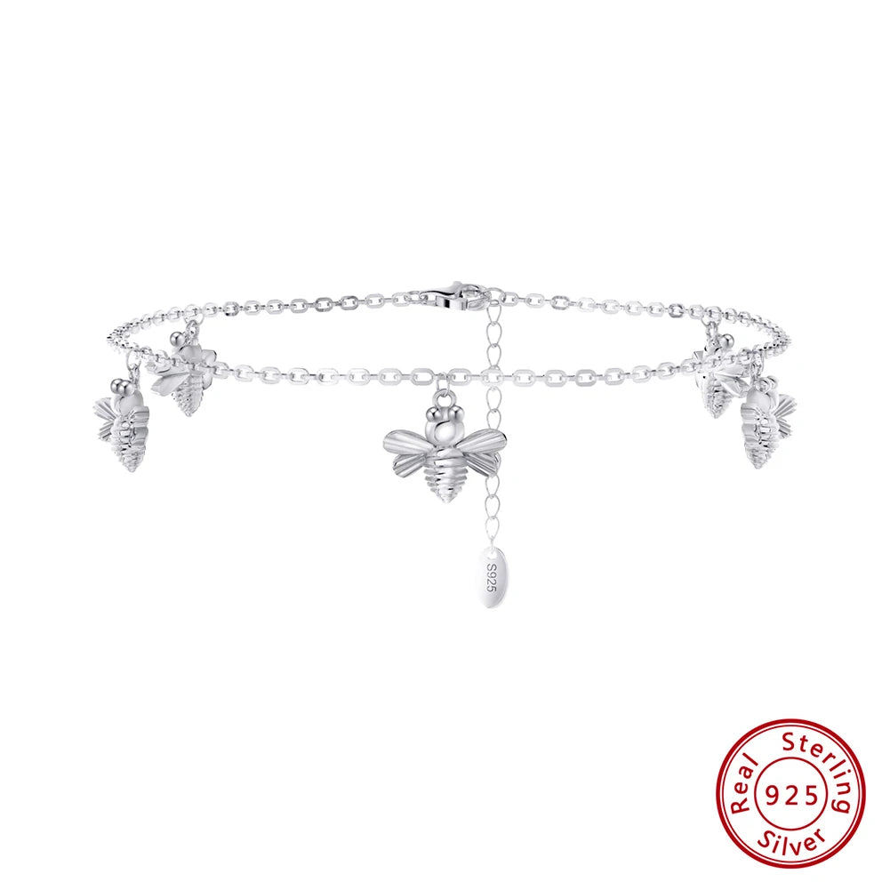 Graceful14K Gold 925 Sterling Silver Bee Chain Anklets