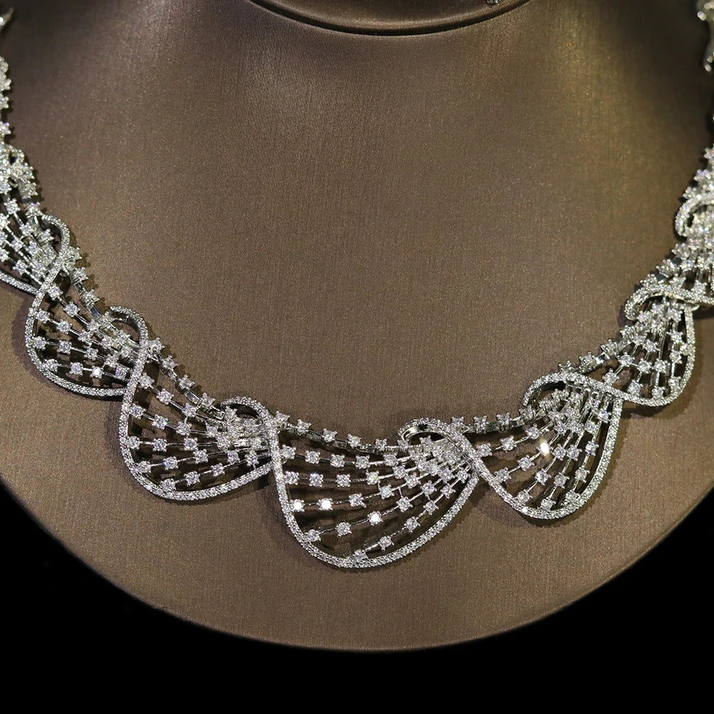Luxury Crystal Cubic Zirconia Circular Jewelry Set