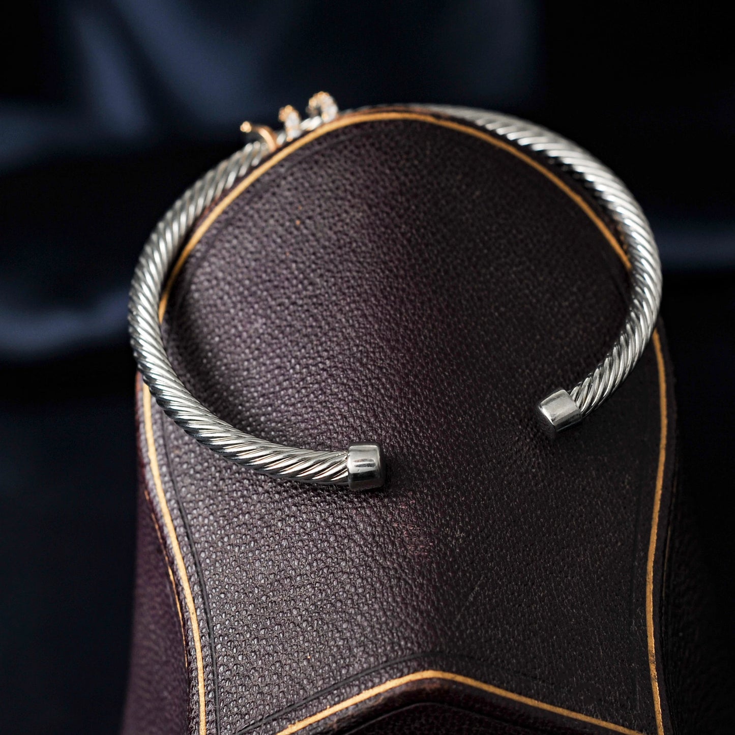 Chic Copper Rope Vintage Cubic Zirconia Adjustable Stackable Bangle Cuff