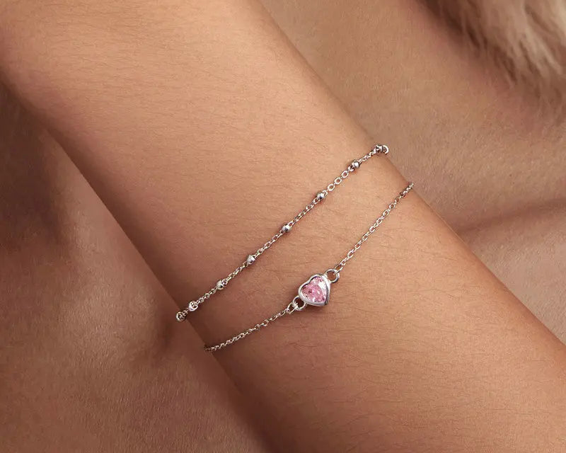 Stylish 925 Sterling Silver Starry Heart Bracelet