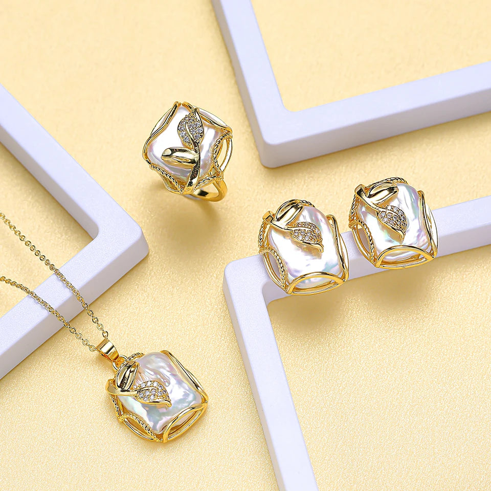 Chic Natural Freshwater Pearl Jewelry Set