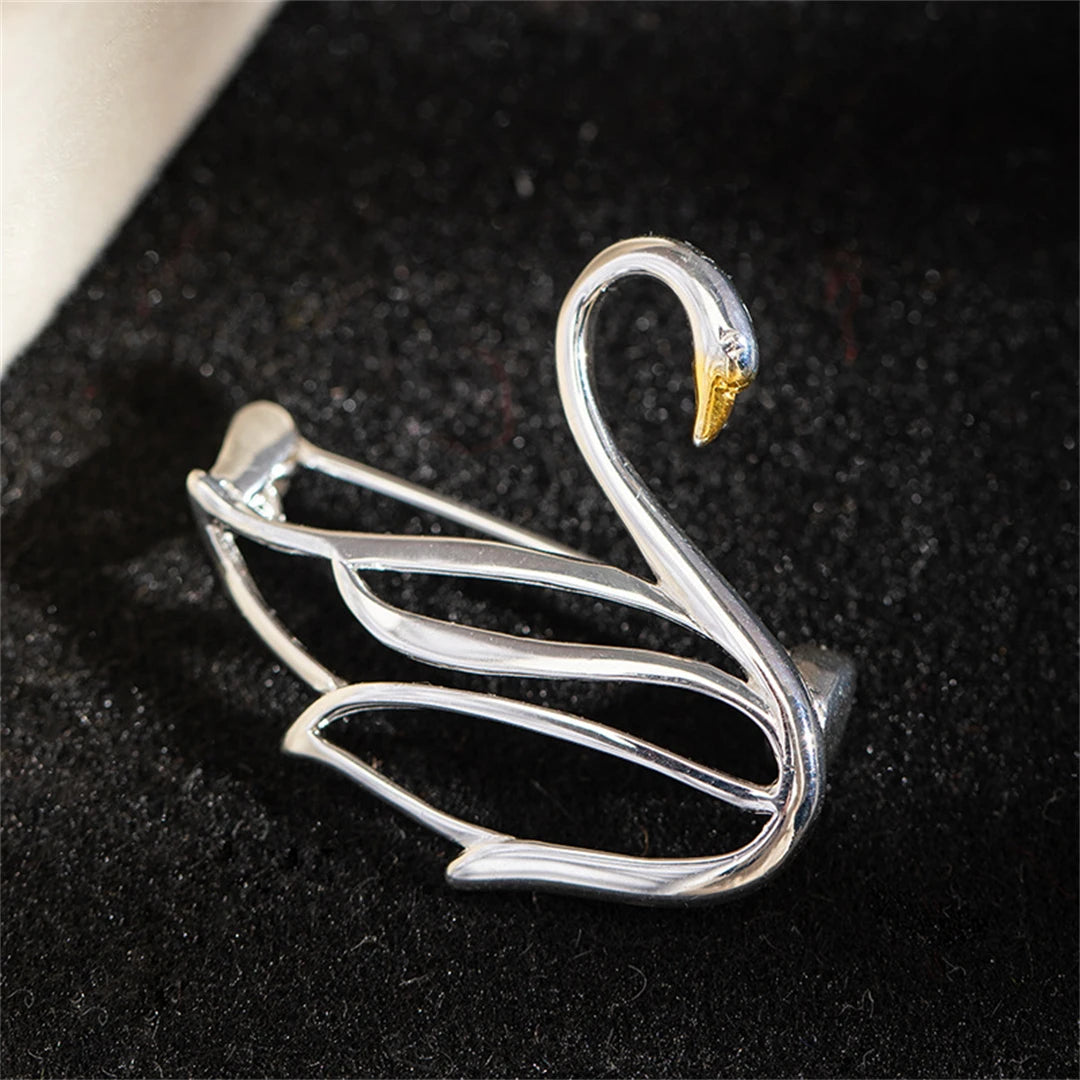Minimalist S925Pure Silver Swan Brooch