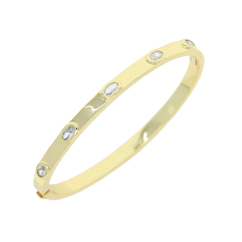 Classic Paved White Cubic Zirconia Gold and Platinum Plated Bracelet