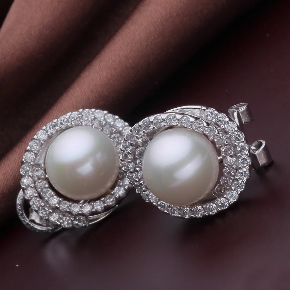 Classic Natural White Pearl 925 Sterling Silver Clip Earrings