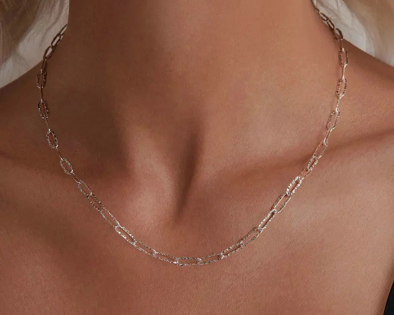Chic 925 Sterling Silver Stackable Cuban Link Necklace