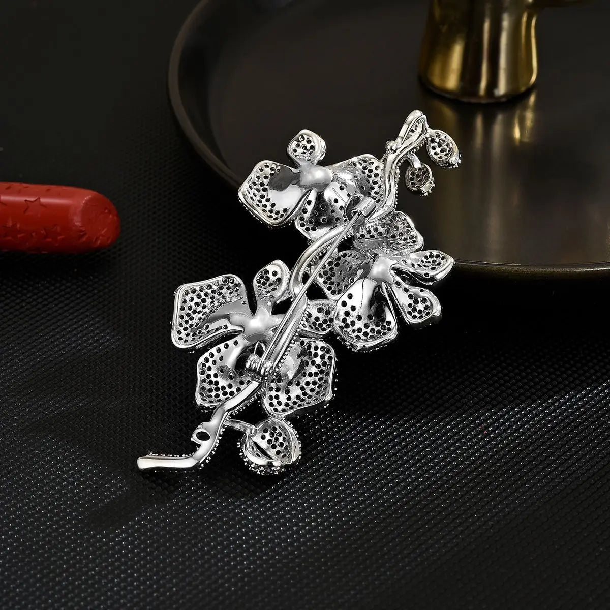Elegant Wisteria Orchid Brooch