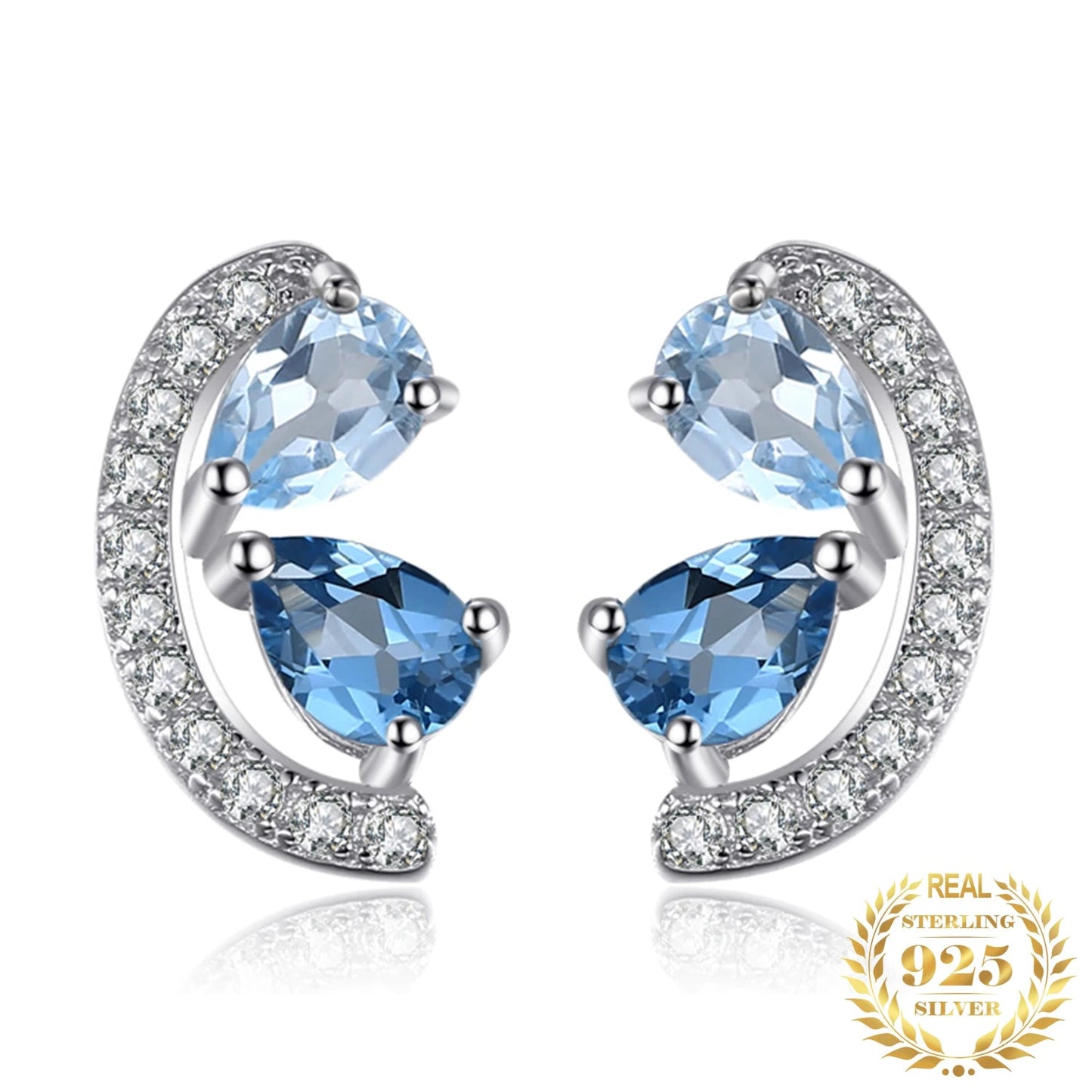 Shimmering Natural Sky Blue Topaz 925 Sterling Silver Earrings