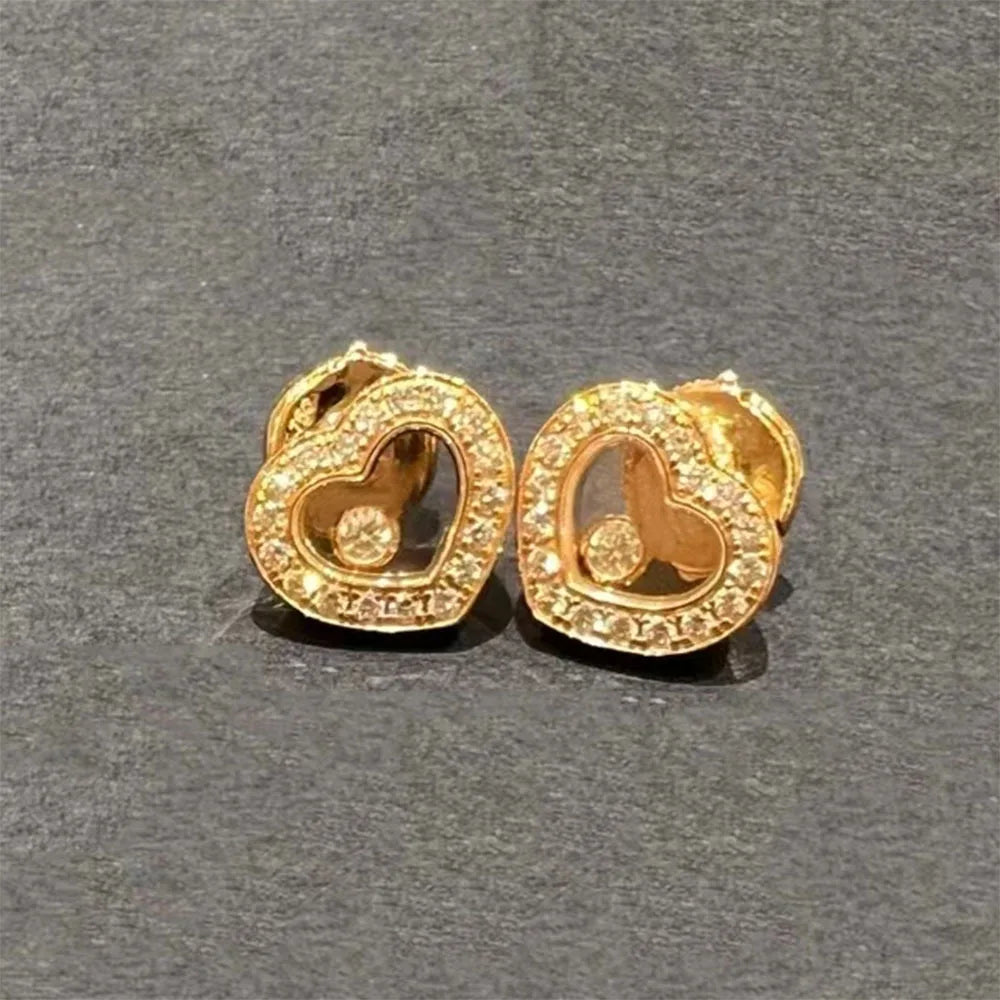 Minimalist 18K Gold Plated Geometric Heart Stud Earrings