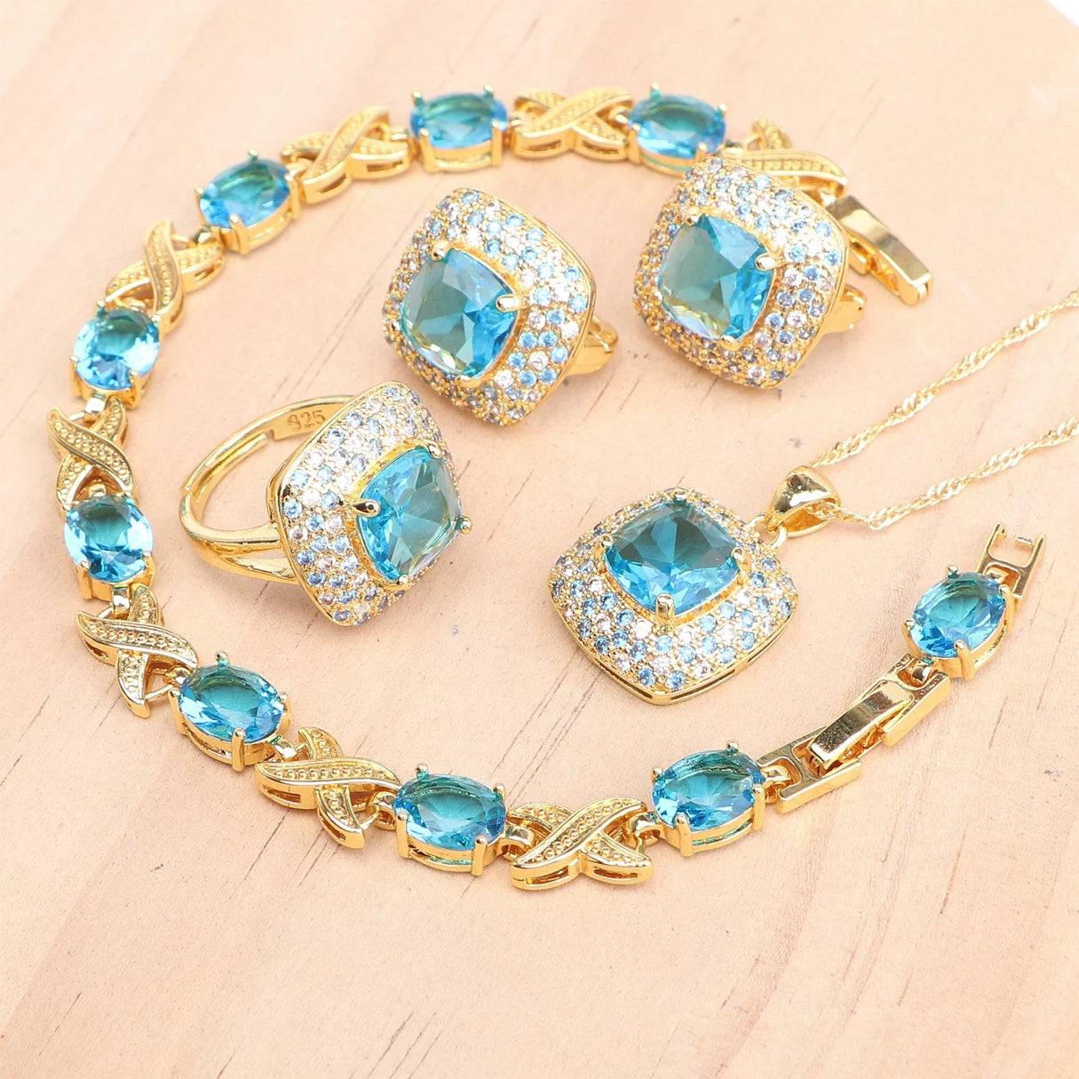 Rose Gold 925 Silver Zircon Jewelry Sets