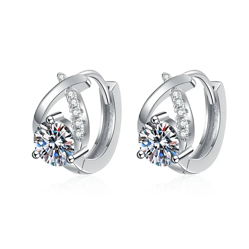 Sparkling 0.5CT Moissanite Certified 925 Sterling Silver Hoop Earrings