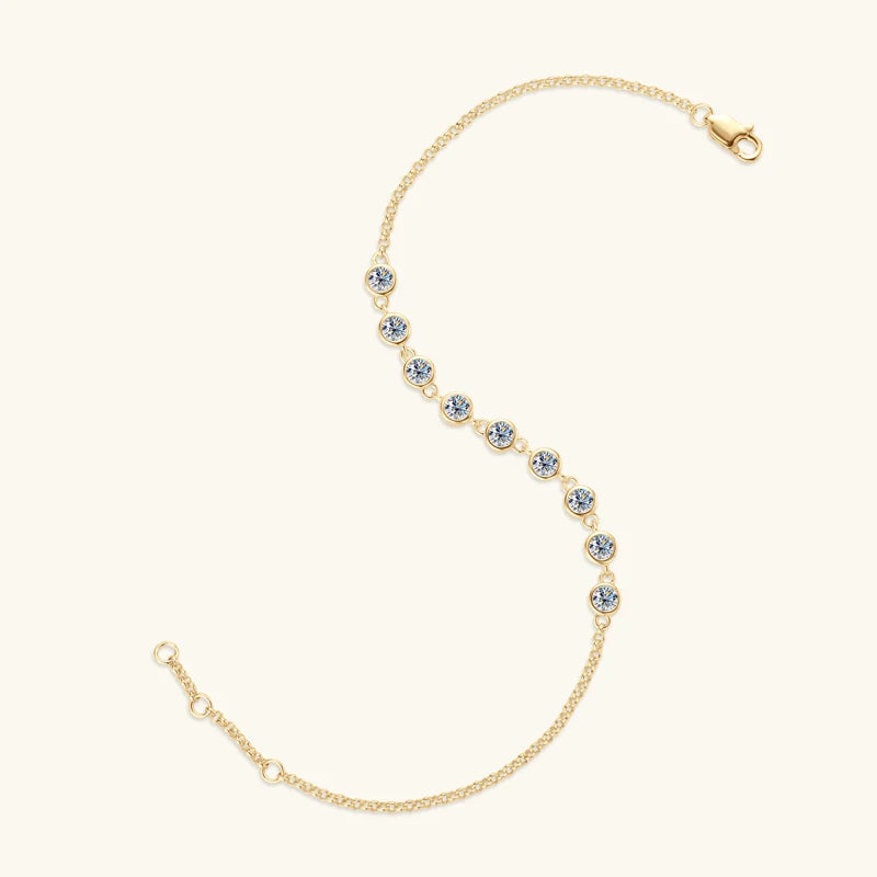 Elegant 925 Silver Moissanite Bracelet with 3mm Bezel-Set D Color Stones